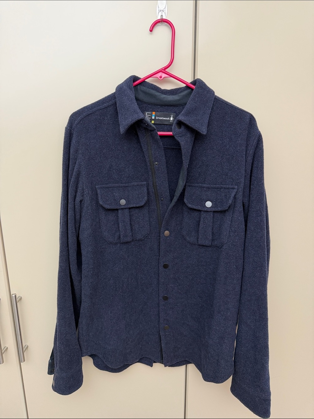 Smartwool Men’s Navy Snap-Front Wool Shirt Jacket - Size S